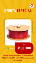 CABLE INCENDIO UL ROJO BDN 2X18 AWG S/P FPLR