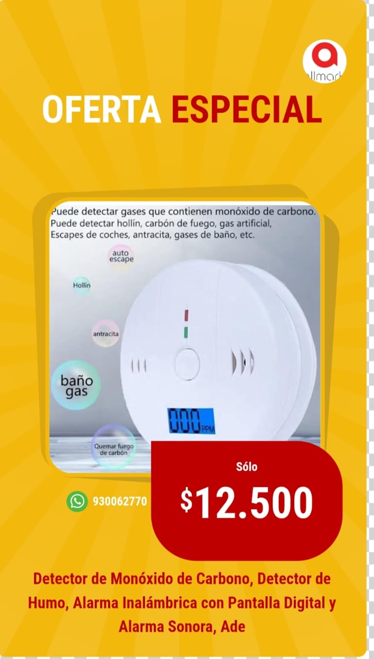 Alarma Detector De Gas Y Humo Monoxido De Carbono