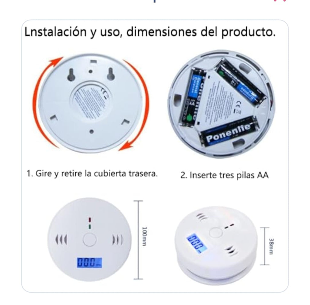 Alarma Detector De Gas Y Humo Monoxido De Carbono